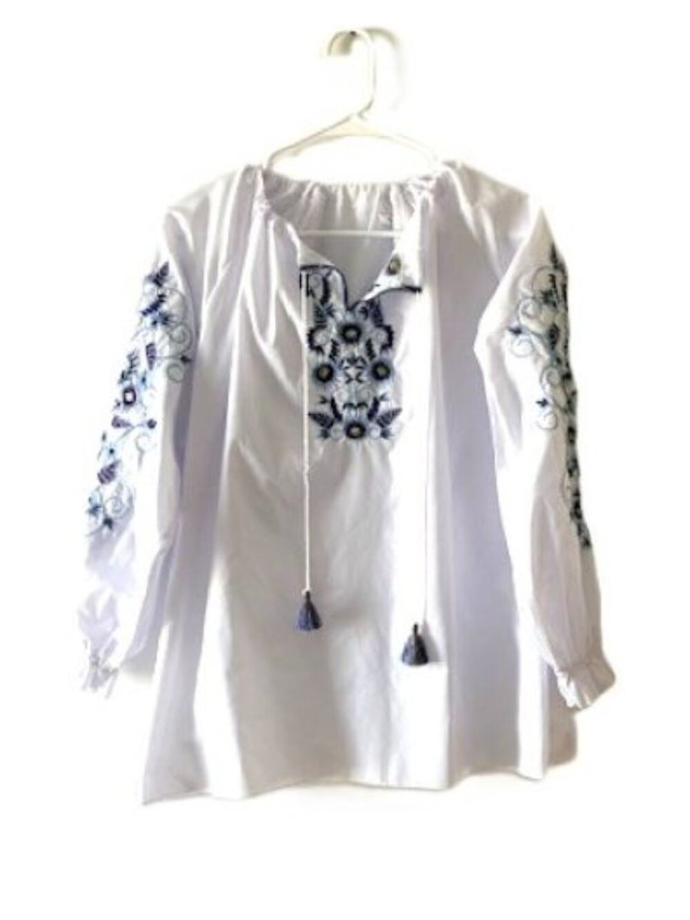 Galychanka Embroidered Blouse with Drawstring Neckline - Made in Ukraine - Picture 2 of 7